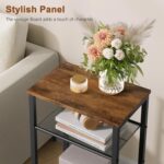 Hoctieon 2-Set 3 Tier End Table, Telephone Table Set of 2, Tall Side Table with Storage Set of 2, Small Nightstand for Small Spaces, Metal Frame, for Living Room, Bedroom, Sofa Couch, Rustic Brown - Image 7