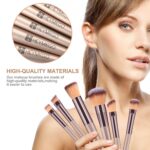 HEYMKGO Makeup Brushes 15PCS Champagne Gold Professional Makeup Brush Set Foundation Brush Blending Powder Blush Concealer Eye Make Up Brush with Bag - Image 4