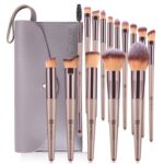 HEYMKGO Makeup Brushes 15PCS Champagne Gold Professional Makeup Brush Set Foundation Brush Blending Powder Blush Concealer Eye Make Up Brush with Bag - Image 9