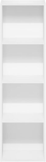 Furinno PASIR Book Shelf, 4-Tier Modern Bookshelf, Open Shelves Bookcase 9" x 12" x 42", for Living Room, Bedroom, Home Office, White - Image 7