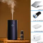 USB Diffuser for Essential Oils, Car Air Fresheners Fragrance Humidifiers, USB Powered Portable Cool Mist Ultrasonic Humidifiers for Car Home Office Bedroom (Plain Black) - Image 4