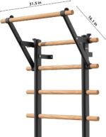 DHT Wood Stall Bar, Swedish Ladder Suspension Trainer with 9 Strategic Rods, for Home, Gym, School and Clinics, Black - Image 6