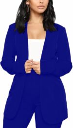Tcremisa Women's Casual Pants Suit 2 Piece Business Outfits Solid Long Sleeve Blazer and Pencil Pant Sets - Image 3