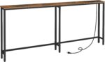 HOOBRO 70.9" Narrow Console Table with Charging Station, 5.9" Sofa Table with 2 Power Outlets and USB Ports, Long Entryway Tables Behind Couch Table, for Hallway, Living Room, Rustic Brown BF185UXG01 - Image 2