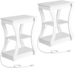 End Table Set of 2 with Charging Station, Side Table with USB Ports and Outlets, Nightstand, 3 Tier Bedside Table with Storage Shelf for Living Room, Bedroom, Small Space, White ETWT53E01S2 - Image 10