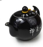 Porcelain Teapot, 10oz Small Tea Pot Xishi Chinese Gongfu Tea Set Ceramic Kettle Black (Teapot) - Image 4