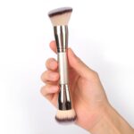 Dual-Ended Foundation Brush: Round & Angled Pro-Grade makeup brushes, 100% Vegan Synthetic Makeup Brush for Flawless Blending and Application of Liquid, Powder, Cream, Blush - Image 2
