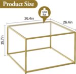 Glass Coffee Table, Small Square Coffee Table for Living Room,Simple Modern Center Tables for Small Spaces, Gold Living Room Tea Tables Easy Assembly,26 * 26in（Gold & Clear Glass） - Image 3