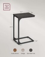 VASAGLE C-Shaped End Table Set of 2, Small Side Table for Couch, Sofa Table with Metal Frame for Living Room, Bedroom, Bedside, Ebonized Oak and Black - Image 7