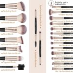 MAGEFY Makeup Brushes, 22 Pcs Professional Premium Synthetic Makeup Brush Set with Case, Foundation Eyeshadow Brush Travel Make up Brushes Set (Blackgold) - Image 3