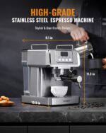 SHARDOR 20-Bar Espresso Machine for Home Barista, Built-In Steam Wand for Latte & Cappuccino, Stainless Steel Coffee Maker with Temp Display, 1350W, 60oz Water Reservoir - Image 7
