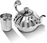 Stainless Steel Teapot with Removable Infuser - 12OZ Stovetop Safe Tea Maker Water Kettles for Loose Leaf, Small Pumpkin Tea Kettle for Coffee Tea Milk, Thickened Mirror Polished Ornaments - Image 2