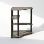 Furinno Turn-N-Tube Storage Shelves, 4-Tier Corner Shelf, Display Rack, Corner Bookshelf, for Organization and Storage, Living Room, Home Office, French Oak - Image 5