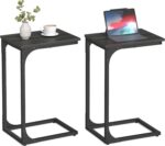VASAGLE C-Shaped End Table Set of 2, Small Side Table for Couch, Sofa Table with Metal Frame for Living Room, Bedroom, Bedside, Ebonized Oak and Black - Image 2