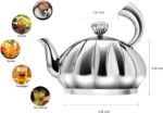 Stainless Steel Teapot with Removable Infuser - 12OZ Stovetop Safe Tea Maker Water Kettles for Loose Leaf, Small Pumpkin Tea Kettle for Coffee Tea Milk, Thickened Mirror Polished Ornaments - Image 3