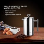Secura French Press Coffee Maker, 304 Grade Stainless Steel Insulated Coffee Press with 2 Extra Screens, 17oz (0.5 Litre), Silver - Image 8