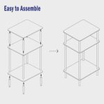 Tempered Glass Side Tables Set of 2 Acrylic End Table with 3 Storage Shelve Transparent Bedside Simplicity Clear 3-Tier Nightstands for Small Spaces Office Bedroom Living Room Study Black ET-008BK3T - Image 9
