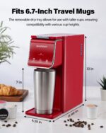 SHARDOR Hot & Iced Coffee Maker, K Cup Coffee Maker Compatible with Ground Coffee, Single Serve Coffee Machine with Bold Setting, Reusable Filter, Travel Mug Friendly, Compact Design, Red - Image 8