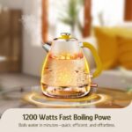 Hazel Quinn X Eduardo Recife Electric Kettle - 1200W Fast Water Boiling, 1.7L/57oz, All 304 Stainless Steel Interior, BPA-Free, Auto Shut-Off, Cordless Retro Teapot with Thermometer - Floral Patterned - Image 7