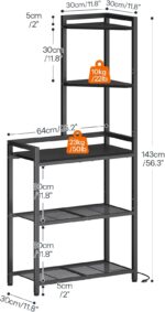 HOOBRO 5-Tier Corner Shelf Stand, Corner Shelf with LED Light, 56.3" Tall Corner Bookshelf, Display Rack Storage Organizer with Table, for Small Spaces, Living Room, Entryway, Black BB69DCJ01 - Image 4