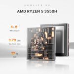 BOSGAME E2 Mini PC Ryzen 5 3550H(Max 3.7GHz) DDR4 Mini Computers, 16GB RAM 512GB NVMe SSD, Dual HDMI, 4 USB Ports, 1 RJ45 Ethernet Ports, Wi-Fi 5, BT5.0 - Image 3