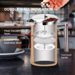 Secura French Press Coffee Maker, 304 Grade Stainless Steel Insulated Coffee Press with 2 Extra Screens, 17oz (0.5 Litre), Silver - Image 4