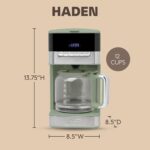 Haden Programmable Drip Coffee Maker, 12 Cup Cafe Machine & Carafe, Green/Chrome - Image 5