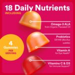 SmartyPants Organic Women's Multivitamin Gummies: Biotin, Probiotics, Methylfolate, Omega 3 (ALA), Vitamin D3, C, Vitamin B12, B6, A, K & Zinc, Inositol, Gluten Free, 120 Count (30 Day Supply) - Image 5
