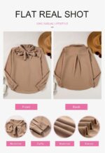 Astylish Womens Dressy Casual Blouses Bow Tie Neck Long Sleeve Elegant Business Work Shirt Tops - Image 8