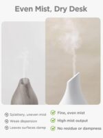 InnoGear Essential Oil Diffuser, 150ml Ceramic Diffuser Handcrafted Stone Aromatherapy Diffusers Ultrasonic Cool Mist Humidifier Vaporizer 2 Mist Modes Waterless for Home, White Vase-Shaped Ceramic - Image 3
