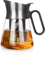 ZENS Design Glass Teapot with Infuser, 23 oz Small Loose Leaf Tea Steeper Pot with Stainless Steel Spout for Hot Tea Steeper, Oval Handle Clear Tea Pot with infusers for Loose Tea Lovers Gifts - Image 2