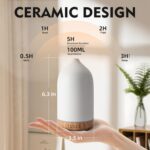 Essential Oil Diffuser, Ceramic Aromatherapy Diffuser with 7 Color LED Lights, with Remote Control, Cool Mist Humidifier, Timed Mist, Auto Shut-Off with No Water, Aquamarine (White) - Image 5