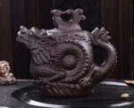 Authentic Yixing Teapot Dragon and Phoenix Tea Pot Big Capacity Purple Clay Tea Set Kettle Kung Fu Teapot (Black) - Image 5