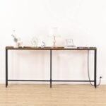 HOOBRO 70.9" Narrow Console Table with Charging Station, 5.9" Sofa Table with 2 Power Outlets and USB Ports, Long Entryway Tables Behind Couch Table, for Hallway, Living Room, Rustic Brown BF185UXG01 - Image 9