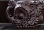 Authentic Yixing Teapot Dragon and Phoenix Tea Pot Big Capacity Purple Clay Tea Set Kettle Kung Fu Teapot (Black) - Image 4