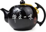 Porcelain Teapot, 10oz Small Tea Pot Xishi Chinese Gongfu Tea Set Ceramic Kettle Black (Teapot) - Image 3