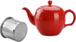 Antique Ceramic Teapot Coffee Pot with Infuser, 400ml (1-2 cups) Small Porcelain Tea Pots for Loose Leaf Tea, with Removable Stainless Steel Strainer and Lid for Gift (Red) - Image 5