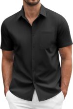 COOFANDY Men's Short Sleeve Casual Button Down Shirt Business Untucked Dress Shirts with Pocket - Image 2