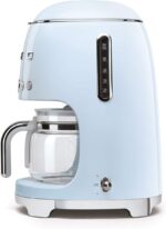 Smeg 50's Retro Style Aesthetic Drip Coffee Machine with 10 Cup Glass Carafe, Auto Start Feature, Keep Warm Plate, and Two Coffee Strength Settings (Pastel Blue) - Image 3