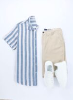 JMIERR Men's Casual Stylish Short Sleeve Button-Up Striped Dress Shirts Cotton Beach Shirt - Image 8
