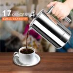 Secura French Press Coffee Maker, 304 Grade Stainless Steel Insulated Coffee Press with 2 Extra Screens, 17oz (0.5 Litre), Silver - Image 3