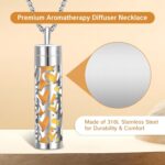 Essential Oil Necklace with 10 Refilled Pads Aromatherapy Pendant Perfume Locket Stainless Steel Diffuser Jewelry for Couples Scent Pendant Aroma Aromatherapy Present for Women Men - Image 4