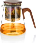 ZENS Magnetic Tea Pot, Enchanted Glass Teapot with Infuser and Magnetic Suction Lid for Mess-Free Loose Tea Diffusers, Walnut Wood Handle, Tea Lovers Gifts - Image 2