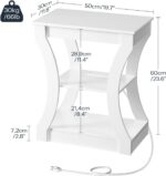End Table Set of 2 with Charging Station, Side Table with USB Ports and Outlets, Nightstand, 3 Tier Bedside Table with Storage Shelf for Living Room, Bedroom, Small Space, White ETWT53E01S2 - Image 4