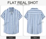 JMIERR Men's Casual Stylish Short Sleeve Button-Up Striped Dress Shirts Cotton Beach Shirt - Image 9