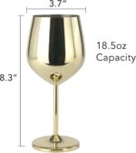PG Set of 4 Stainless Steel Wine Glass - 18.5oz Gold Wine Glasses - Unbreakable Wine Glasses - Stem Metal Wine Goblets - Image 8