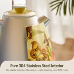 Hazel Quinn X Eduardo Recife Electric Kettle - 1200W Fast Water Boiling, 1.7L/57oz, All 304 Stainless Steel Interior, BPA-Free, Auto Shut-Off, Cordless Retro Teapot with Thermometer - Floral Patterned - Image 9