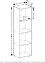 Furinno PASIR Book Shelf, 4-Tier Modern Bookshelf, Open Shelves Bookcase 9" x 12" x 42", for Living Room, Bedroom, Home Office, White - Image 4