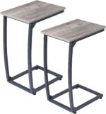 C-Shaped End-Table Set of 2 - Side Table for Couch,Curved Support Legs, Slide Under Couch Table for Sofa, TV Tray Table for Living Room Bedroom（Lvory） - Image 2