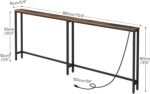 HOOBRO 70.9" Narrow Console Table with Charging Station, 5.9" Sofa Table with 2 Power Outlets and USB Ports, Long Entryway Tables Behind Couch Table, for Hallway, Living Room, Rustic Brown BF185UXG01 - Image 4